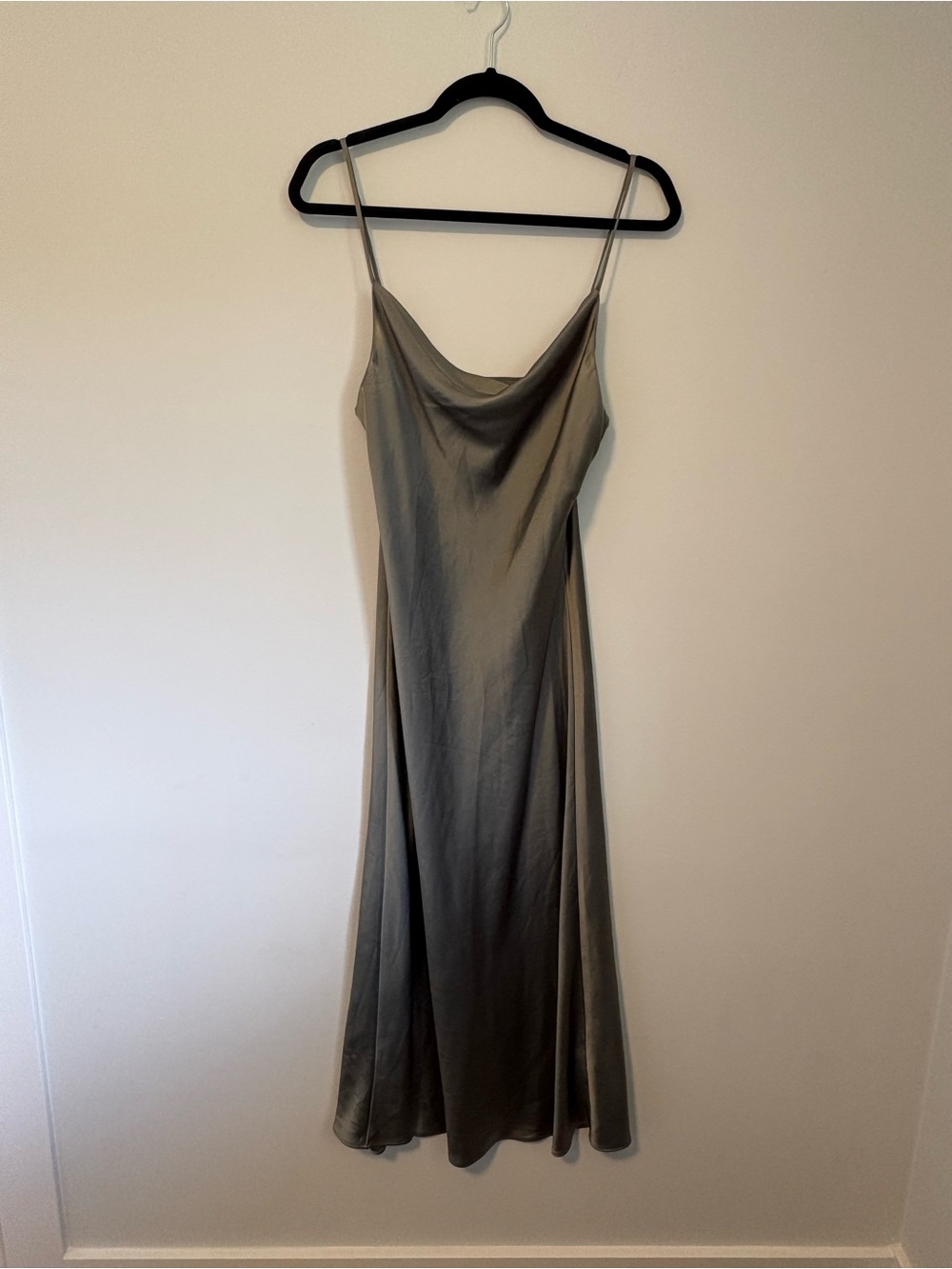 OAK + FORT Olive Slip Midi Dress with Cowl Neck